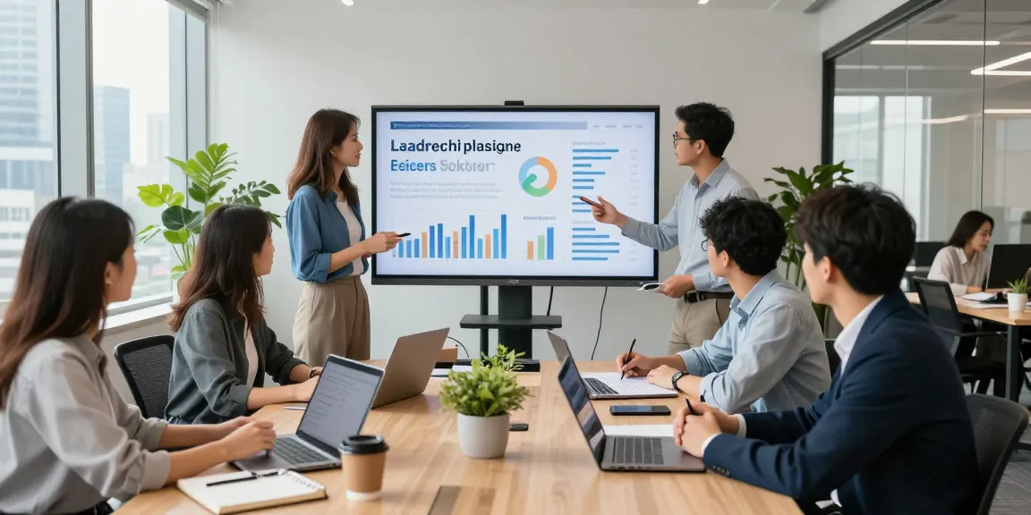 Feedback Kultur Arbeit in einem modernen Büro, wo Teams zusammenarbeiten und Analysen besprechen.