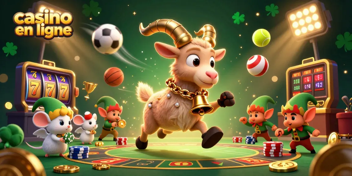 Illustration dynamique mettant en scène un casino en ligne avec Krampus et des elfes, animée par des éléments de jeu.