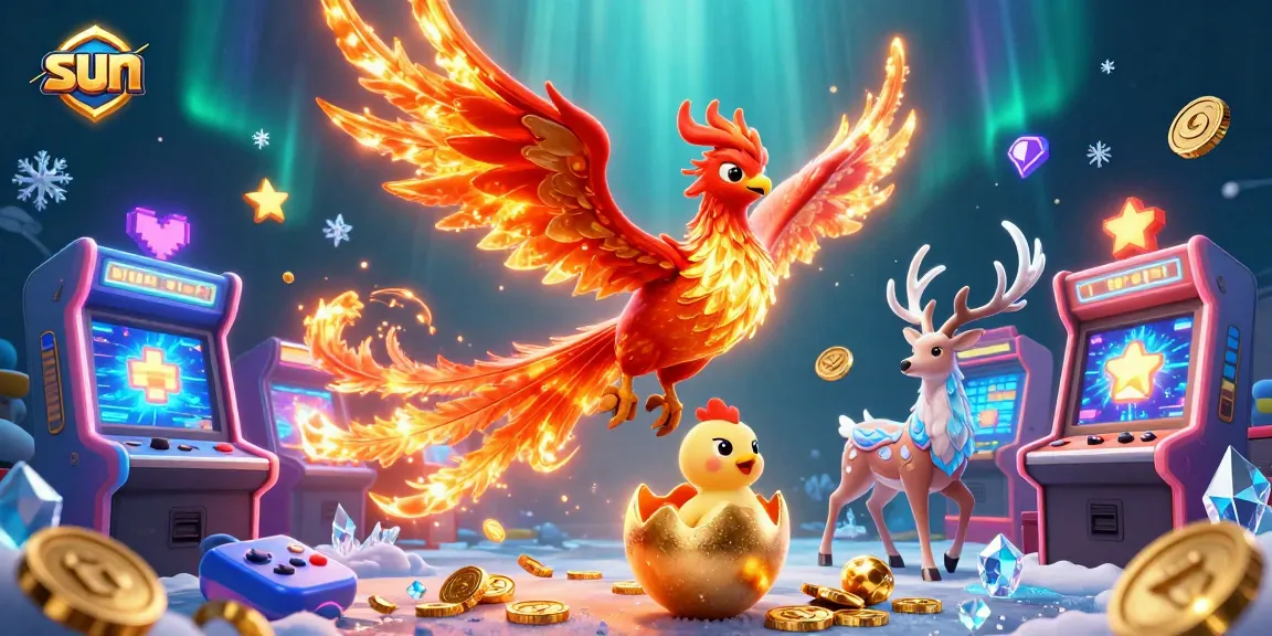 Experience thrilling gameplay with the sun-lit phoenix soaring above a vibrant casino scene.