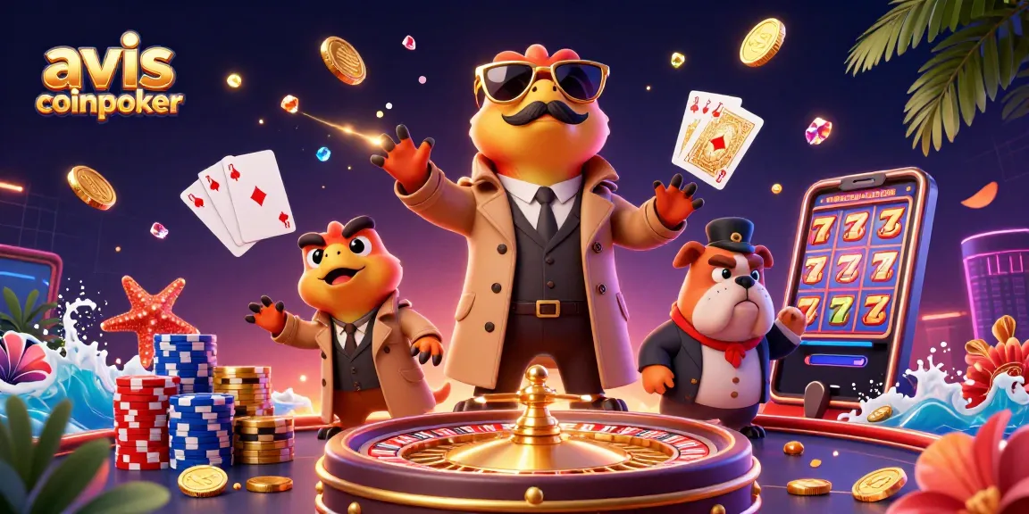 Découvrez l'avis CoinPoker sur une plateforme de jeux captivante avec un design coloré.