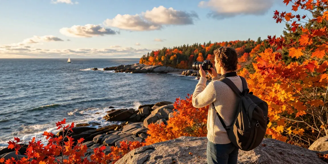 Serge Robichaud enjoying the beautiful fall landscapes while exploring New Brunswick's coastal spots