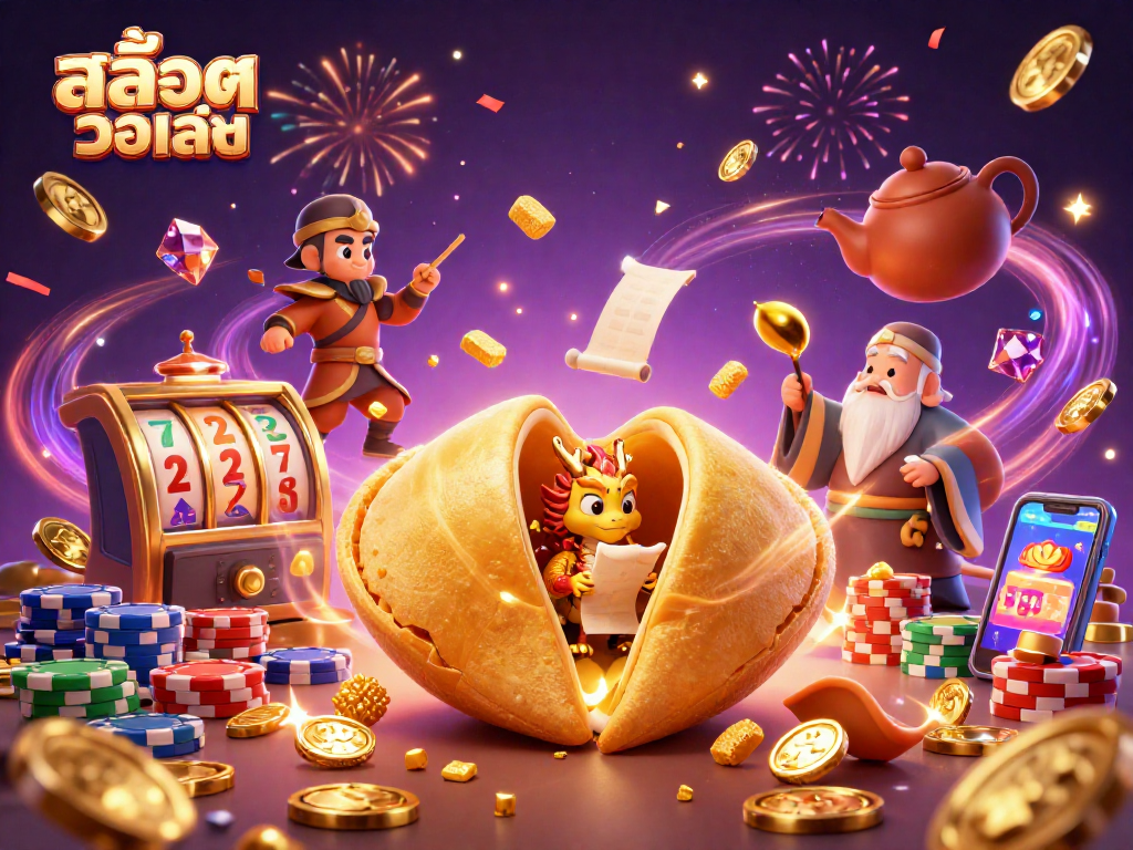 Experience excitement at สล็อตวอเลท with charming 3D dragons and gold treasures in a vibrant casino setting.