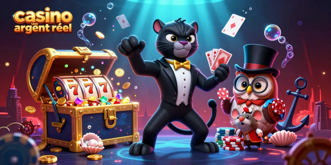 Jouez dans un casino en ligne argent réel avec des personnages 3D cartoon animés, une ambiance dynamique et des éléments de jeu variés.