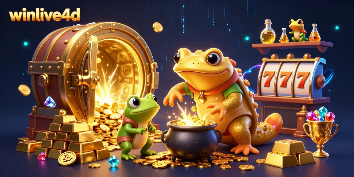 Winlive4d showcases a dynamic 3D scene of gambling magic with alchemists transforming fortunes.