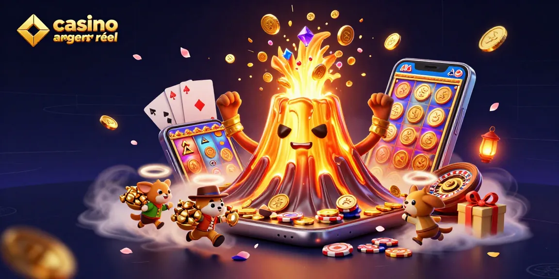 Gagnez avec le casino en ligne argent réel dans une illustration vibrante et dynamique.