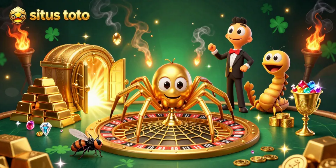 Taruhan situs toto dengan laba yang berkilau di roulette berkilau yang dikelilingi oleh harta karun