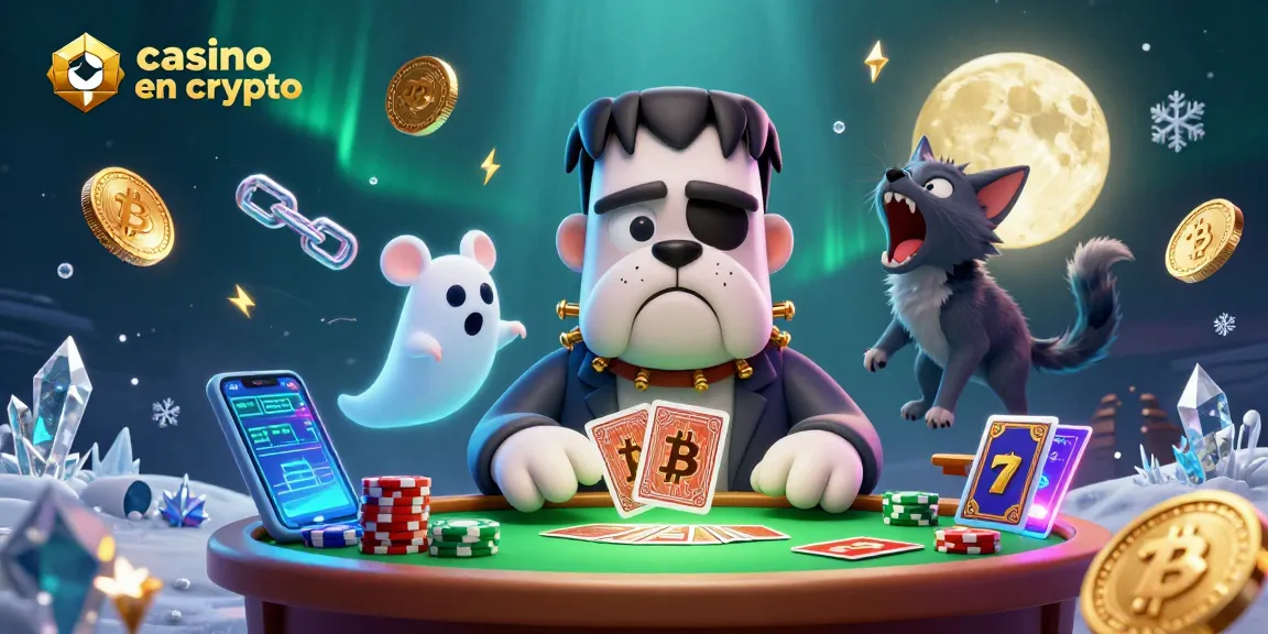Jouez au casino en ligne crypto avec un chien-monstre et un chat-loup à une table hantée.