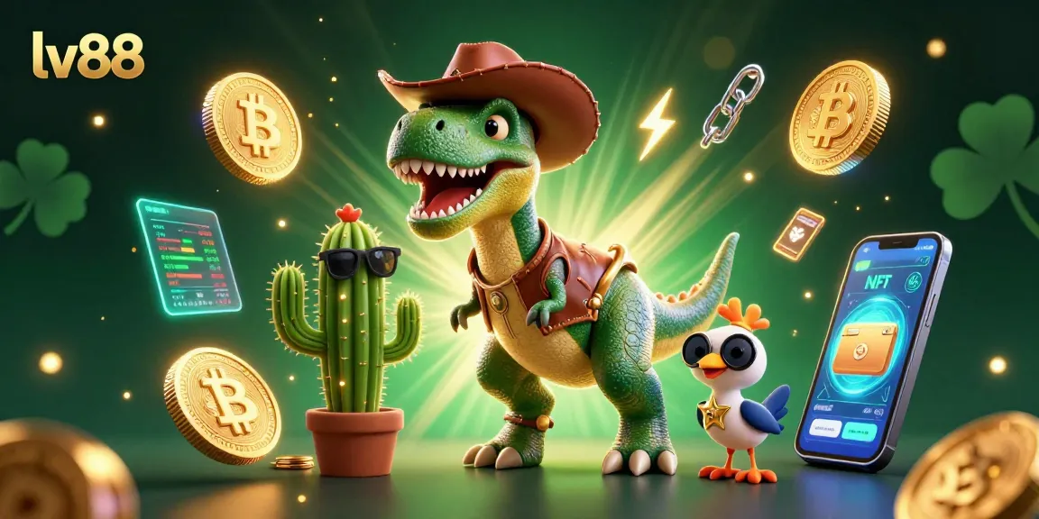 Experience thrilling gaming at lv88 with vibrant characters and cryptocurrency elements enhancing online betting.