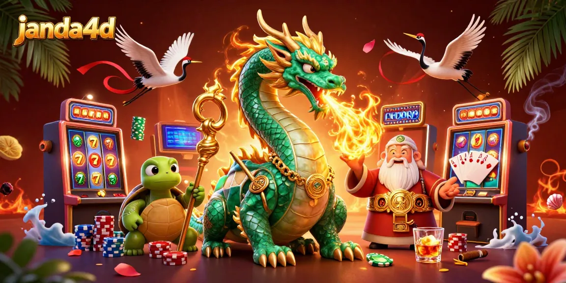 Permainan slot janda4d mengungkapkan kekayaan dengan naga zamrud dan simbol kemenangan.