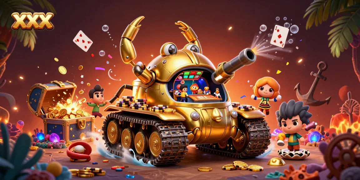 Engage with xxx through the vibrant 3D casino tank scene filled with gold coins and gems for real winnings!