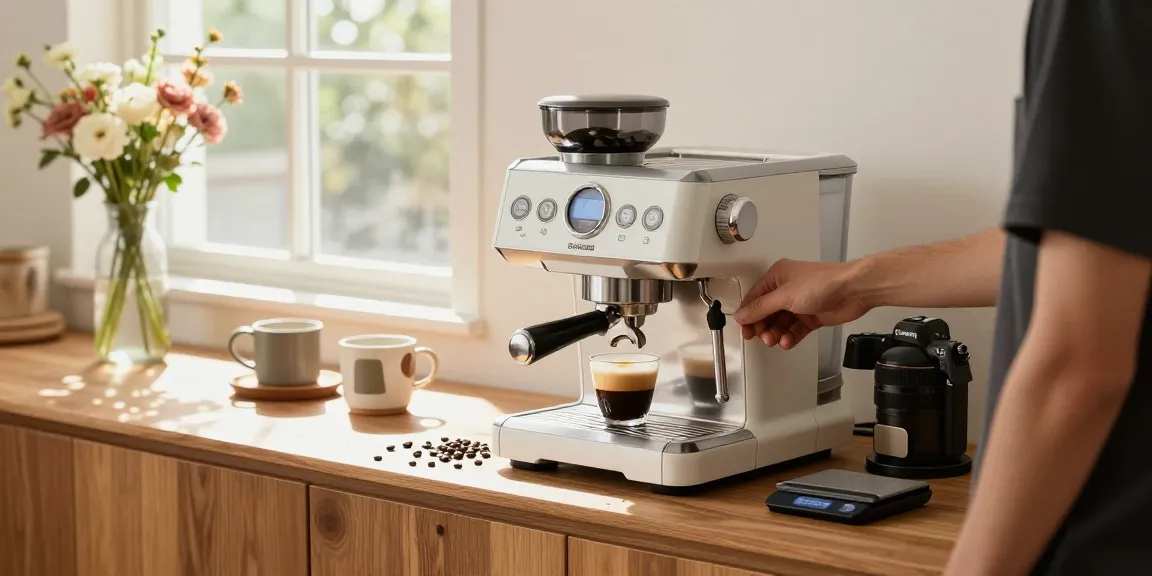 Rokok88 Espresso Machine brewing rich espresso in a stylish home kitchen.