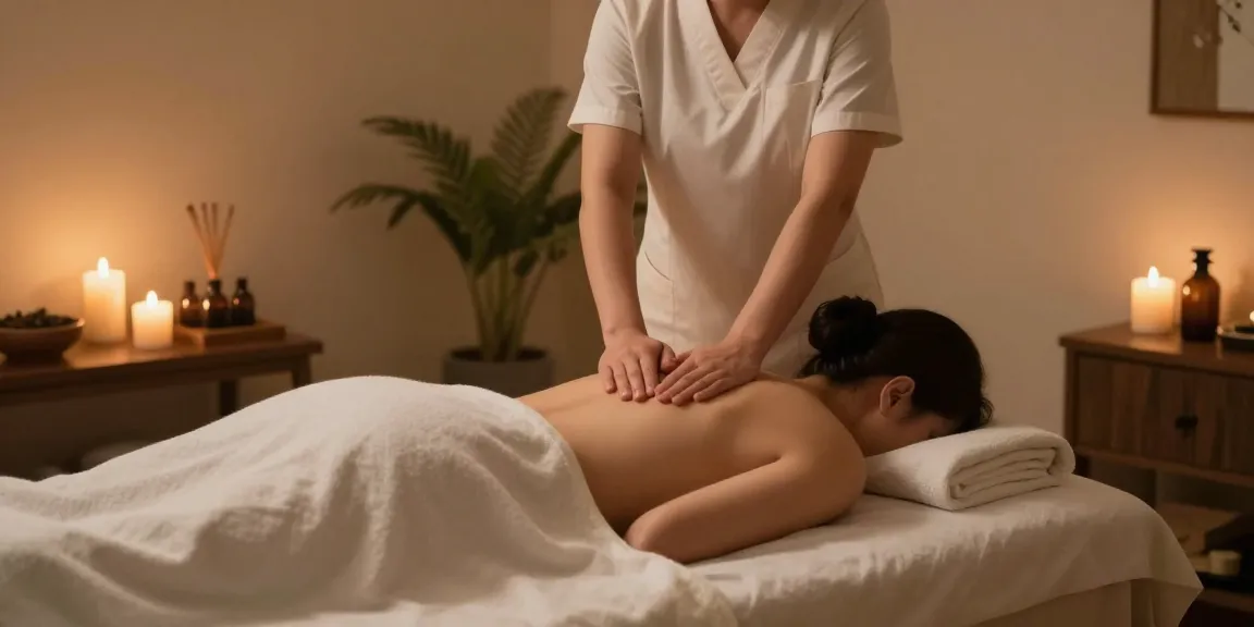 Swedish massage therapy session in a tranquil spa room, showcasing relaxation and wellness.