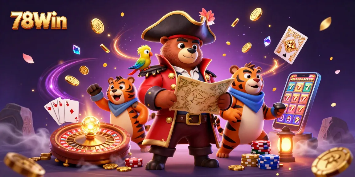 Experience thrilling adventures with 78Win as pirate captain bear and friends spin the roulette.