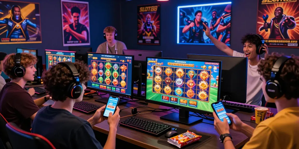 Excited players engaging with SLOT88 app, showcasing vibrant online gaming atmosphere.