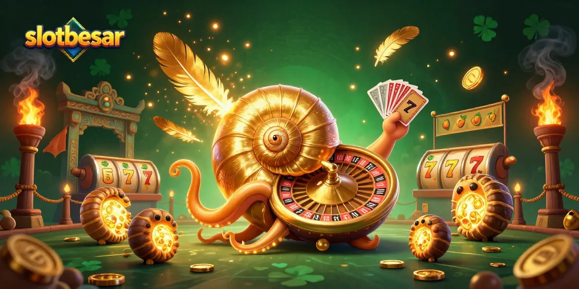 Experience slotbesar with a vibrant 3D illustration of an ancient nautilus as a roulette wheel among exciting game elements.