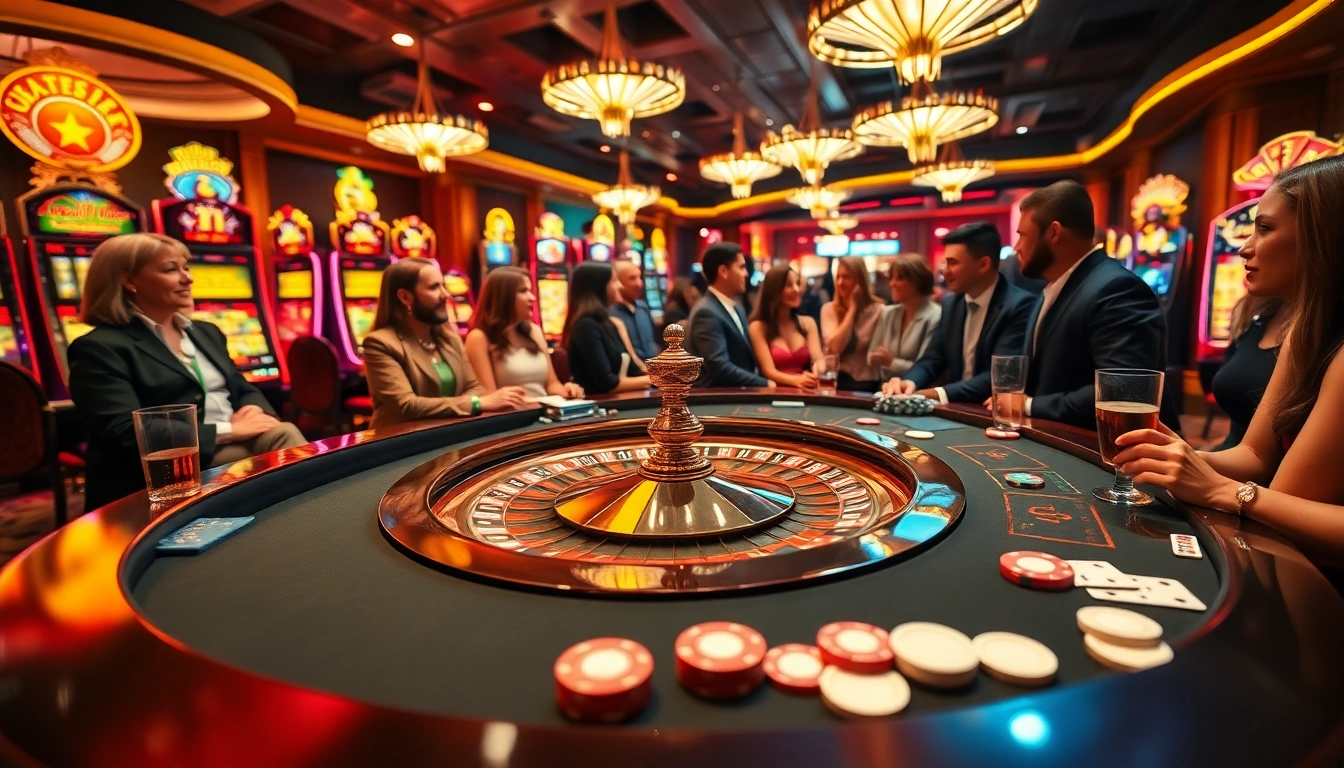 Experience the excitement of Non gamstop Casino Uk with lively players at a roulette table.