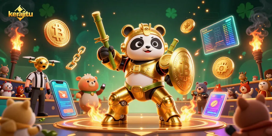 Experience thrilling gameplay in kerajitu with a mech-suit panda in a vibrant casino arena.