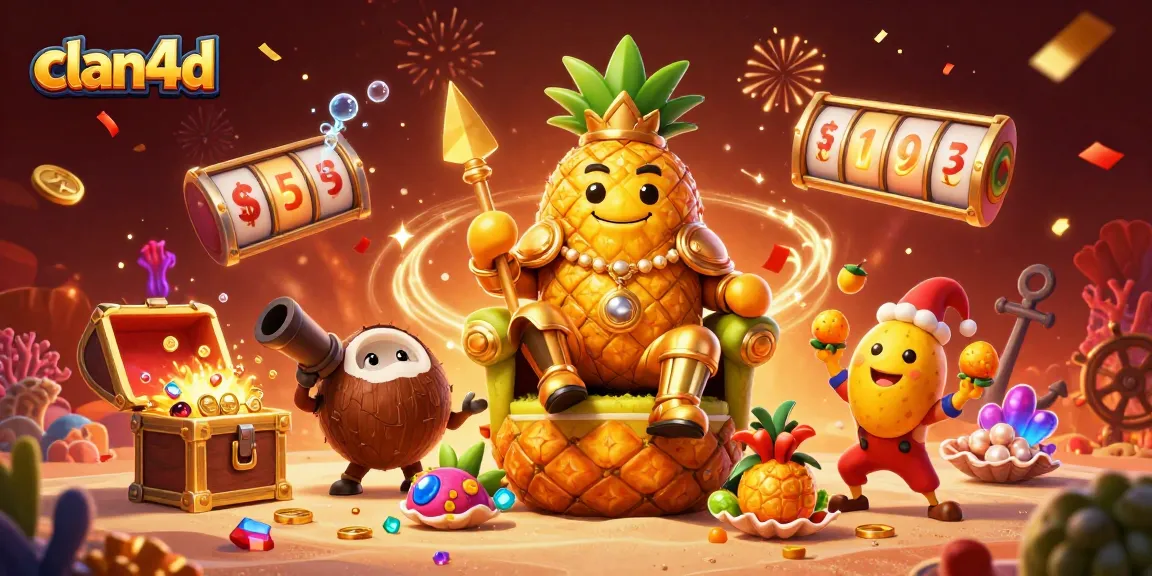 Experience thrilling gameplay in clan4d's exciting beach casino scene with dynamic slot reels and golden treasures.