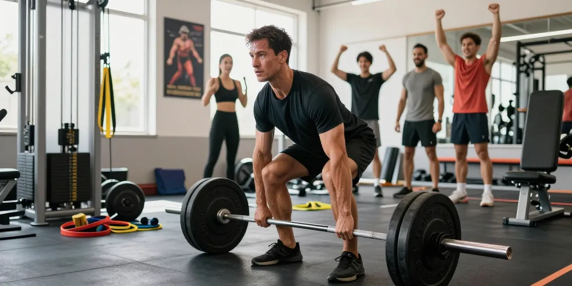 Dynamic workout scene at Pharmaqo Shop showcasing strength training and motivation.