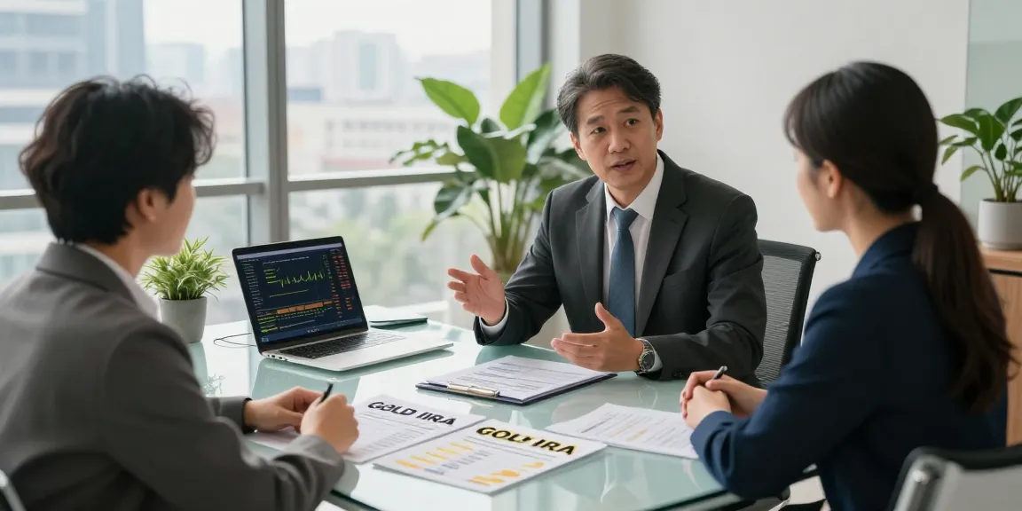 Comparing gold IRAs with an expert in a modern advisory office