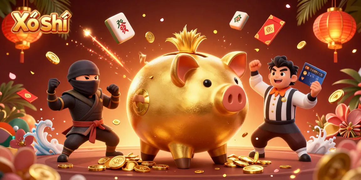 Xổ Số players celebrating a jackpot win with floating mahjong tiles and gold coins in an exciting atmosphere.