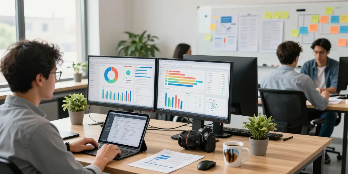 Chaktty Media professional analyzing data trends in a modern office environment, showcasing digital marketing strategy and collaboration.
