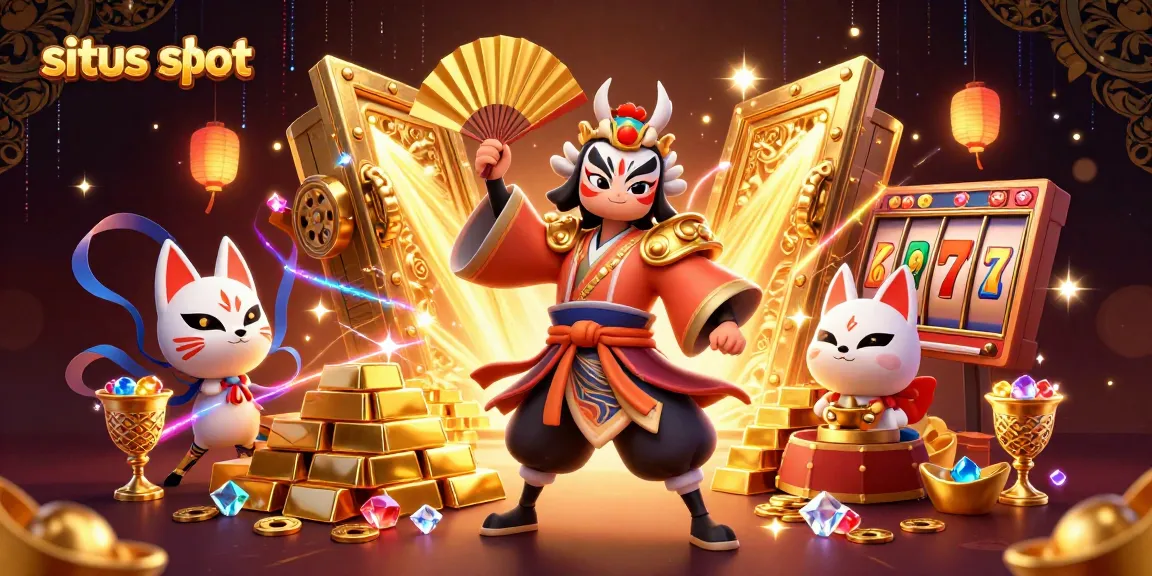 Menangkan permainan situs slot dengan karakter menarik dan elemen berkilau dalam ilustrasi 3D.