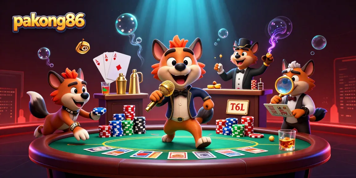 Experience thrilling moments at pakong86 with hyenas running a comedy casino, poker action, and vibrant atmosphere.