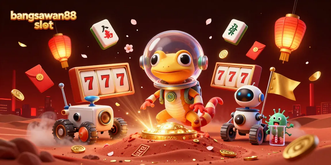 Experience the thrills of bangsawan88 slot with a vibrant Martian-themed casino adventure scene.