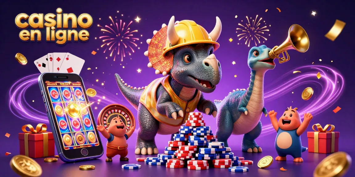 Plongez dans le casino en ligne avec des personnages animés, des jetons de poker et une ambiance festive.