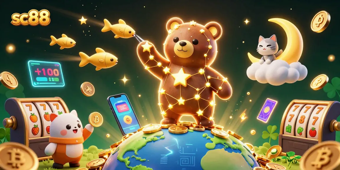 Experience thrilling wins with sc88's stunning 3D casino illustration filled with vibrant characters and elements.