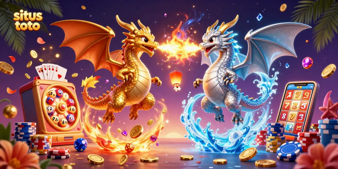 Experience excitement with situs toto in a vibrant scene of powerful dragons and casino elements.