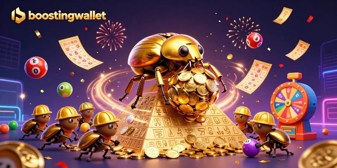 Engage with boostingwallet as a colorful lottery scene unfolds with dynamic elements and characters.