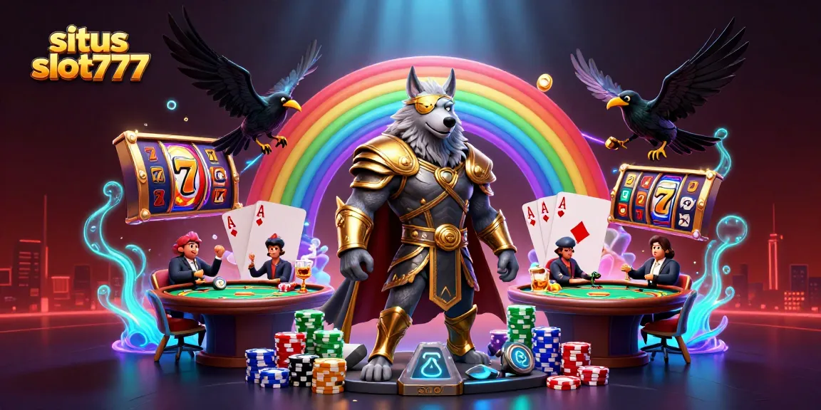 Memenangkan jackpot di situs slot777 dengan simbol keberuntungan dan mesin slot menonjol