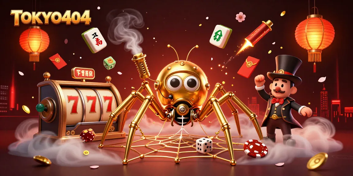 Engage with the TOKYO404 vibrant casino experience featuring steampunk elements and interactive game symbols.