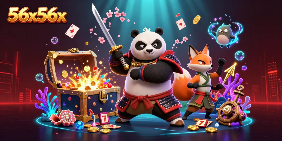 Engage with the vibrant 56x56x casino scene featuring a samurai panda and captivating elements.