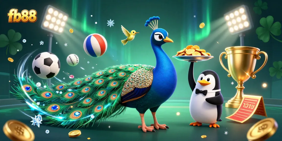 Play games and win big with fb88, featuring sports betting elements and vibrant casino character illustrations.
