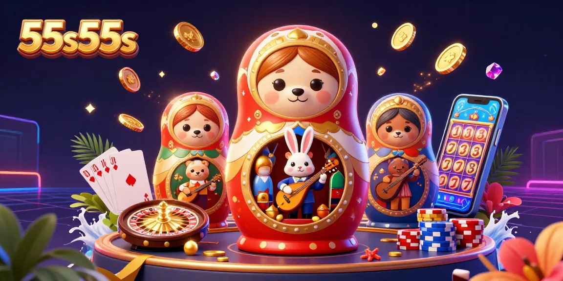 Engage with 55s55s in an animated casino world filled with vibrant characters and arcade excitement.