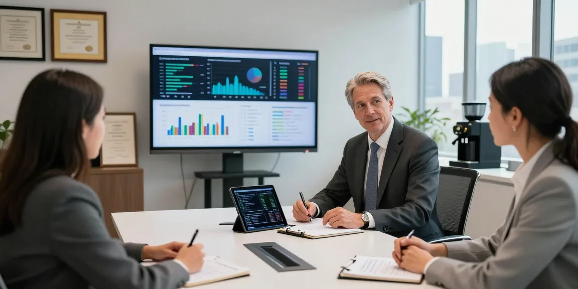 Clinton Orr discussing financial strategies with clients in a modern office