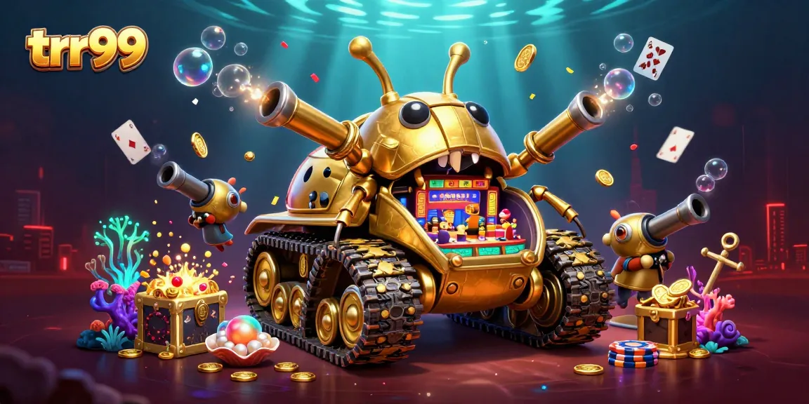 Experience the excitement of trr99 with a unique golden beetle tank casino, colorful gems, and confetti explosions.